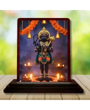 Car Desk/Table Top Lord Hanuman Wooden Photo Stand  3x4 Inches, Compact & Stylish Spiritual Display For Car, Home & Office (Pack Of 1) (F14139)