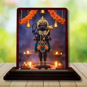 Car Desk/Table Top Lord Hanuman Wooden Photo Stand 3x4 Inches, Compact & Stylish Spiritual Display For Car, Home & Office (Pack Of 1) (F14139) Car Desk/Table Top Lord Hanuman Wooden Photo Stand 3x4 Inches, Compact & Stylish Spiritual Display For Car, Home & Office (Pack Of 1) (F14139)