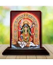 Car Desk/Table Top Maa Kali Matha Wooden Photo Stand  3x4 Inches, Compact & Stylish Spiritual Display For Car, Home & Office (Pack Of 1) (F14140)