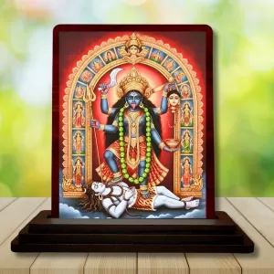 Car Desk/Table Top Maa Kali Matha Wooden Photo Stand 3x4 Inches, Compact & Stylish Spiritual Display For Car, Home & Office (Pack Of 1) (F14140) Car Desk/Table Top Maa Kali Matha Wooden Photo Stand 3x4 Inches, Compact & Stylish Spiritual Display For Car, Home & Office (Pack Of 1) (F14140)