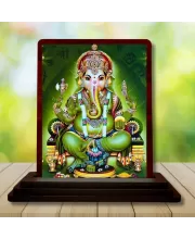 Car Desk/Table Top Lord Ganesha Wooden Photo Stand  3x4 Inches, Compact & Stylish Spiritual Display For Car, Home & Office (Pack Of 1) (F14159)