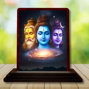 Car Desk/Table Top Bramha Vishnu Shiva Wooden Photo Stand 3x4 Inches, Compact & Stylish Spiritual Display For Car, Home & Office (Pack Of 1) (F14163) Car Desk/Table Top Bramha Vishnu Shiva Wooden Photo Stand 3x4 Inches, Compact & Stylish Spiritual Display For Car, Home & Office (Pack Of 1) (F14163)