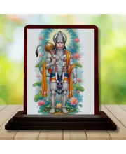 Car Desk/Table Top Lord Hanuman Wooden Photo Stand  3x4 Inches, Compact & Stylish Spiritual Display For Car, Home & Office (Pack Of 1) (F14173)