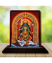 Car Desk/Table Top Goddess Maa Kali Wooden Photo Stand  3x4 Inches, Compact & Stylish Spiritual Display For Car, Home & Office (Pack Of 1) (F14175)