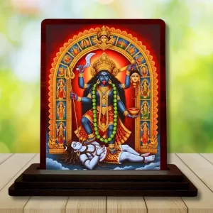 Car Desk/Table Top Goddess Maa Kali Wooden Photo Stand 3x4 Inches, Compact & Stylish Spiritual Display For Car, Home & Office (Pack Of 1) (F14175) Car Desk/Table Top Goddess Maa Kali Wooden Photo Stand 3x4 Inches, Compact & Stylish Spiritual Display For Car, Home & Office (Pack Of 1) (F14175)