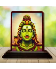 Car Desk/Table Top Lord Shiva Wooden Photo Stand  3x4 Inches, Compact & Stylish Spiritual Display For Car, Home & Office (Pack Of 1) (F14181)