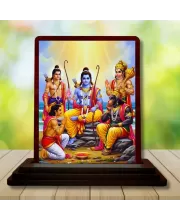Car Desk/Table Top Lord Rama Lakshmana Hanuman Wooden Photo Stand  3x4 Inches, Compact & Stylish Spiritual Display For Car, Home & Office (Pack Of 1) (F14188)