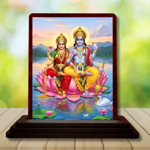 Car Desk/Table Top Lord Vishnu Lakshmi Wooden Photo Stand 3x4 Inches, Compact & Stylish Spiritual Display For Car, Home & Office (Pack Of 1) (F14190) Car Desk/Table Top Lord Vishnu Lakshmi Wooden Photo Stand 3x4 Inches, Compact & Stylish Spiritual Display For Car, Home & Office (Pack Of 1) (F14190)