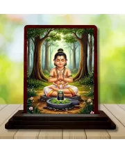 Car Desk/Table Top Swamiye Saranam Ayyappa Wooden Photo Stand  3x4 Inches, Compact & Stylish Spiritual Display For Car, Home & Office (Pack Of 1) (F14215)