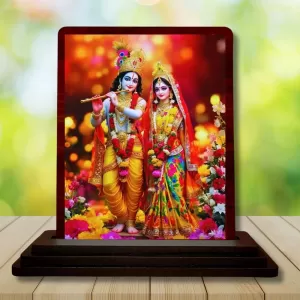 Car Desk/Table Top Radha Krishna Wooden Photo Stand 3x4 Inches, Compact & Stylish Spiritual Display For Car, Home & Office (Pack Of 1) (F14226) Car Desk/Table Top Radha Krishna Wooden Photo Stand 3x4 Inches, Compact & Stylish Spiritual Display For Car, Home & Office (Pack Of 1) (F14226)