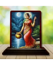 Car Desk/Table Top Radha Wooden Photo Stand  3x4 Inches, Compact & Stylish Spiritual Display For Car, Home & Office (Pack Of 1) (F14235)