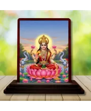 Car Desk/Table Top Goddess Lakshmi Wooden Photo Stand  3x4 Inches, Compact & Stylish Spiritual Display For Car, Home & Office (Pack Of 1) (F14236)