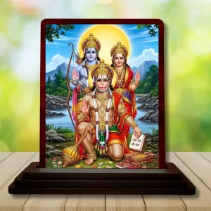 Car Desk/Table Top Lord Hanuman And Rama Sita Wooden Photo Stand 3x4 Inches, Compact & Stylish Spiritual Display For Car, Home & Office (Pack Of 1) (F14239) Car Desk/Table Top Lord Hanuman And Rama Sita Wooden Photo Stand 3x4 Inches, Compact & Stylish Spiritual Display For Car, Home & Office (Pack Of 1) (F14239)