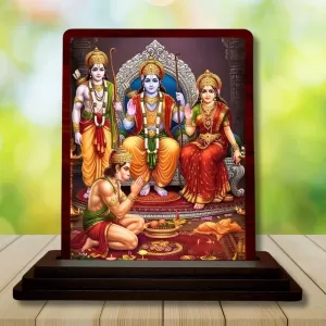 Car Desk/Table Top Lord Rama Darbar Wooden Photo Stand 3x4 Inches, Compact & Stylish Spiritual Display For Car, Home & Office (Pack Of 1) (F14246) Car Desk/Table Top Lord Rama Darbar Wooden Photo Stand 3x4 Inches, Compact & Stylish Spiritual Display For Car, Home & Office (Pack Of 1) (F14246)