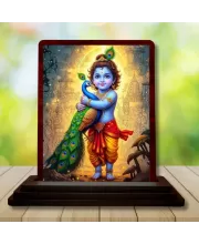 Car Desk/Table Top Lord Karthikeya Wooden Photo Stand  3x4 Inches, Compact & Stylish Spiritual Display For Car, Home & Office (Pack Of 1) (F14250)