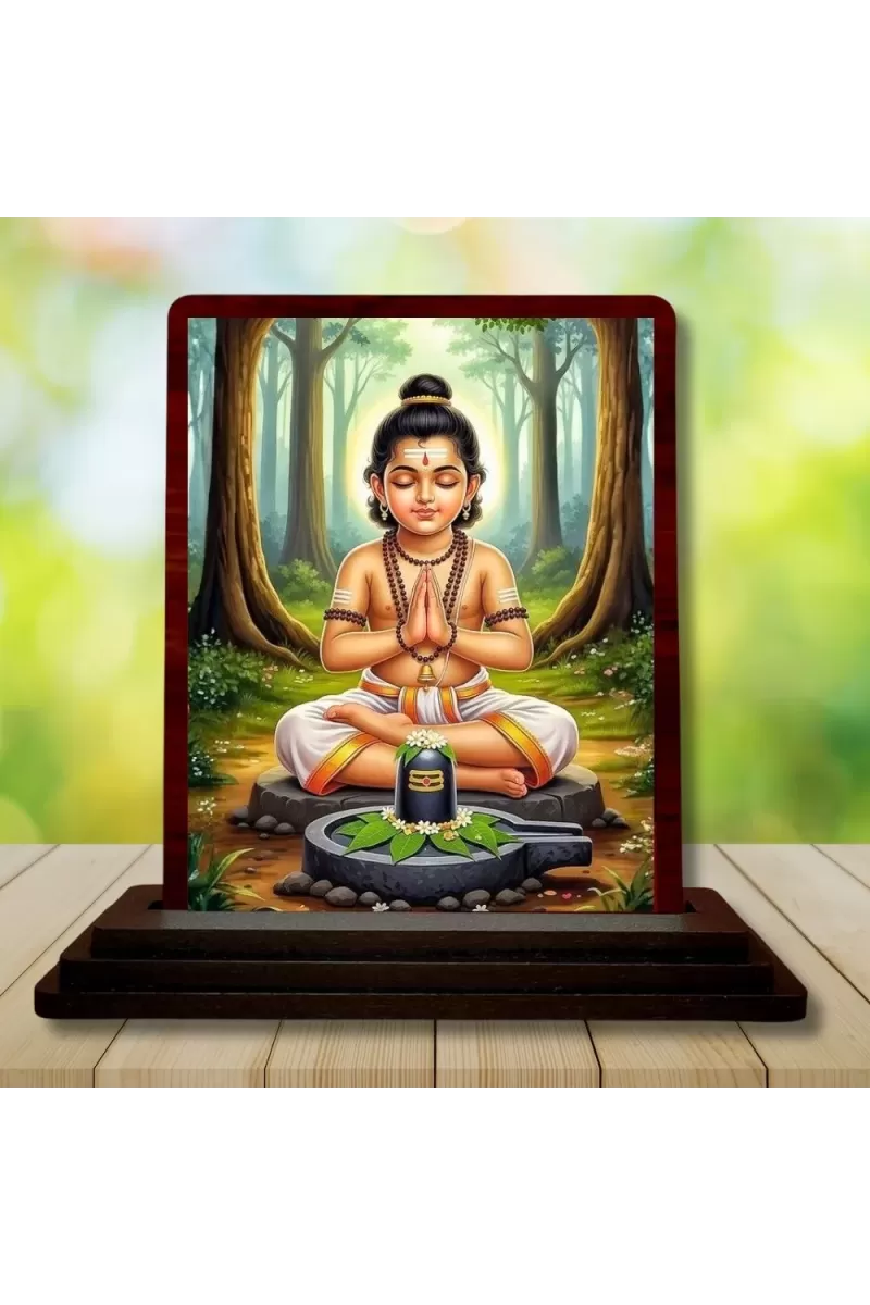 Car Desk/Table Top Lord Daattatreya Wooden Photo Stand  3x4 Inches, Compact & Stylish Spiritual Display For Car, Home & Office (Pack Of 1) (F14253)
