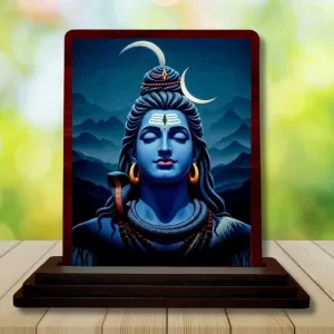 Car Desk/Table Top Lord Shiva Wooden Photo Stand 3x4 Inches, Compact & Stylish Spiritual Display For Car, Home & Office (Pack Of 1) (F14256) Car Desk/Table Top Lord Shiva Wooden Photo Stand 3x4 Inches, Compact & Stylish Spiritual Display For Car, Home & Office (Pack Of 1) (F14256)