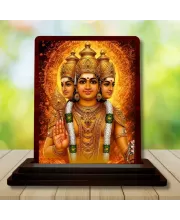 Car Desk/Table Top Lord Brahma Wooden Photo Stand  3x4 Inches, Compact & Stylish Spiritual Display For Car, Home & Office (Pack Of 1) (F14259)