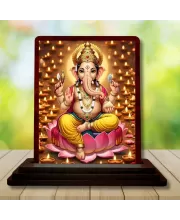 Car Desk/Table Top Lord Ganesha Wooden Photo Stand  3x4 Inches, Compact & Stylish Spiritual Display For Car, Home & Office (Pack Of 1) (F14263)