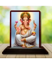 Car Desk/Table Top Lord Ganesha Wooden Photo Stand  3x4 Inches, Compact & Stylish Spiritual Display For Car, Home & Office (Pack Of 1) (F14264)