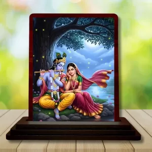 Car Desk/Table Top Radha Krishna Wooden Photo Stand 3x4 Inches, Compact & Stylish Spiritual Display For Car, Home & Office (Pack Of 1) (F14273) Car Desk/Table Top Radha Krishna Wooden Photo Stand 3x4 Inches, Compact & Stylish Spiritual Display For Car, Home & Office (Pack Of 1) (F14273)