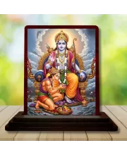 Car Desk/Table Top Lord Rama Hanuman Wooden Photo Stand  3x4 Inches, Compact & Stylish Spiritual Display For Car, Home & Office (Pack Of 1) (F14281)