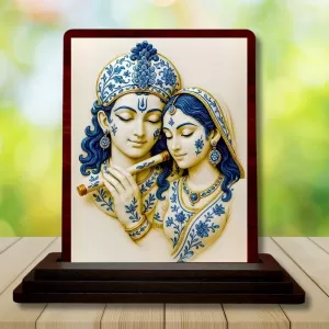 Car Desk/Table Top Radha Krishna Wooden Photo Stand 3x4 Inches, Compact & Stylish Spiritual Display For Car, Home & Office (Pack Of 1) (F14282) Car Desk/Table Top Radha Krishna Wooden Photo Stand 3x4 Inches, Compact & Stylish Spiritual Display For Car, Home & Office (Pack Of 1) (F14282)