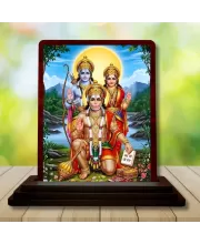 Car Desk/Table Top Lord Hanuman Rama Sita Wooden Photo Stand  3x4 Inches, Compact & Stylish Spiritual Display For Car, Home & Office (Pack Of 1) (F14287)