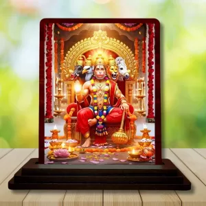 Car Desk/Table Top Lord Hanuman Wooden Photo Stand 3x4 Inches, Compact & Stylish Spiritual Display For Car, Home & Office (Pack Of 1) (F14288) Car Desk/Table Top Lord Hanuman Wooden Photo Stand 3x4 Inches, Compact & Stylish Spiritual Display For Car, Home & Office (Pack Of 1) (F14288)