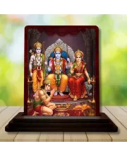 Car Desk/Table Top Lord Rama Darbar Wooden Photo Stand  3x4 Inches, Compact & Stylish Spiritual Display For Car, Home & Office (Pack Of 1) (F14294)