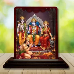 Car Desk/Table Top Lord Rama Darbar Wooden Photo Stand 3x4 Inches, Compact & Stylish Spiritual Display For Car, Home & Office (Pack Of 1) (F14294) Car Desk/Table Top Lord Rama Darbar Wooden Photo Stand 3x4 Inches, Compact & Stylish Spiritual Display For Car, Home & Office (Pack Of 1) (F14294)