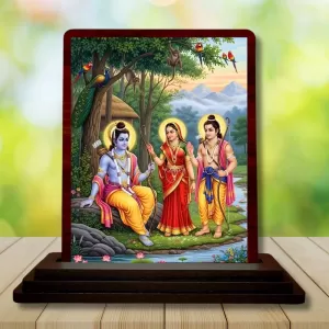 Car Desk/Table Top Lord Rama Sita And Lakshman Wooden Photo Stand 3x4 Inches, Compact & Stylish Spiritual Display For Car, Home & Office (Pack Of 1) (F14295) Car Desk/Table Top Lord Rama Sita And Lakshman Wooden Photo Stand 3x4 Inches, Compact & Stylish Spiritual Display For Car, Home & Office (Pack Of 1) (F14295)