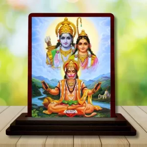 Car Desk/Table Top Lord Rama And Sita And Hanuman Wooden Photo Stand 3x4 Inches, Compact & Stylish Spiritual Display For Car, Home & Office (Pack Of 1) (F14296) Car Desk/Table Top Lord Rama And Sita And Hanuman Wooden Photo Stand 3x4 Inches, Compact & Stylish Spiritual Display For Car, Home & Office (Pack Of 1) (F14296)