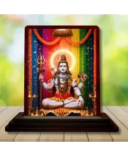 Car Desk/Table Top Lord Shiva Wooden Photo Stand  3x4 Inches, Compact & Stylish Spiritual Display For Car, Home & Office (Pack Of 1) (F14311)