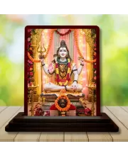 Car Desk/Table Top Lord Shiva Wooden Photo Stand  3x4 Inches, Compact & Stylish Spiritual Display For Car, Home & Office (Pack Of 1) (F14312)