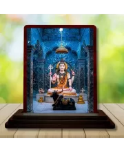 Car Desk/Table Top Lord Shiva Wooden Photo Stand  3x4 Inches, Compact & Stylish Spiritual Display For Car, Home & Office (Pack Of 1) (F14313)