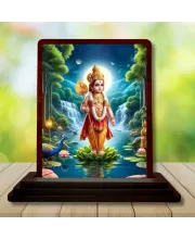 Car Desk/Table Top Lord Karthikeya Wooden Photo Stand  3x4 Inches, Compact & Stylish Spiritual Display For Car, Home & Office (Pack Of 1) (F14316)