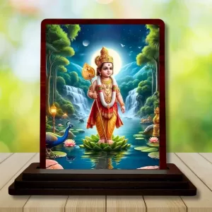 Car Desk/Table Top Lord Karthikeya Wooden Photo Stand  3x4 Inches, Compact & Stylish Spiritual Display For Car, Home & Office (Pack Of 1) (F14316)