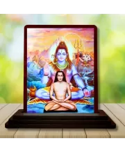 Car Desk/Table Top Mahavathar Babaji Wooden Photo Stand  3x4 Inches, Compact & Stylish Spiritual Display For Car, Home & Office (Pack Of 1) (F14319)