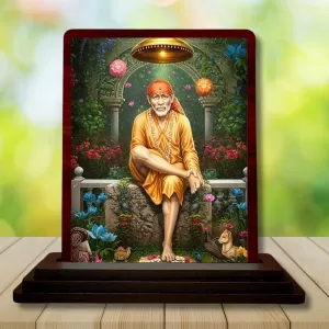 Car Desk/Table Top Lord Saibaba Wooden Photo Stand 3x4 Inches, Compact & Stylish Spiritual Display For Car, Home & Office (Pack Of 1) (F14322) Car Desk/Table Top Lord Saibaba Wooden Photo Stand 3x4 Inches, Compact & Stylish Spiritual Display For Car, Home & Office (Pack Of 1) (F14322)