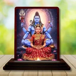 Car Desk/Table Top Lord Shiva And Parvathi Wooden Photo Stand 3x4 Inches, Compact & Stylish Spiritual Display For Car, Home & Office (Pack Of 1) (F14325) Car Desk/Table Top Lord Shiva And Parvathi Wooden Photo Stand 3x4 Inches, Compact & Stylish Spiritual Display For Car, Home & Office (Pack Of 1) (F14325)