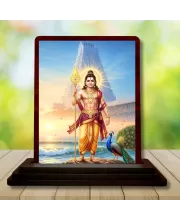 Car Desk/Table Top Lord Karthikeya Wooden Photo Stand  3x4 Inches, Compact & Stylish Spiritual Display For Car, Home & Office (Pack Of 1) (F14333)