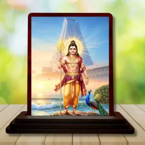 Car Desk/Table Top Lord Karthikeya Wooden Photo Stand 3x4 Inches, Compact & Stylish Spiritual Display For Car, Home & Office (Pack Of 1) (F14333) Car Desk/Table Top Lord Karthikeya Wooden Photo Stand 3x4 Inches, Compact & Stylish Spiritual Display For Car, Home & Office (Pack Of 1) (F14333)
