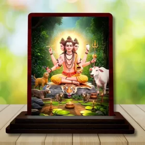 Car Desk/Table Top Lord Dattatreya Wooden Photo Stand 3x4 Inches, Compact & Stylish Spiritual Display For Car, Home & Office (Pack Of 1) (F14337) Car Desk/Table Top Lord Dattatreya Wooden Photo Stand 3x4 Inches, Compact & Stylish Spiritual Display For Car, Home & Office (Pack Of 1) (F14337)