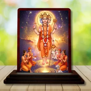 Car Desk/Table Top Lord Dattatreya Wooden Photo Stand 3x4 Inches, Compact & Stylish Spiritual Display For Car, Home & Office (Pack Of 1) (F14339) Car Desk/Table Top Lord Dattatreya Wooden Photo Stand 3x4 Inches, Compact & Stylish Spiritual Display For Car, Home & Office (Pack Of 1) (F14339)
