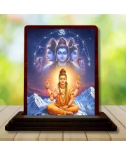 Car Desk/Table Top Lord Dattatreya Wooden Photo Stand  3x4 Inches, Compact & Stylish Spiritual Display For Car, Home & Office (Pack Of 1) (F14340)