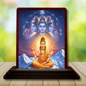 Car Desk/Table Top Lord Dattatreya Wooden Photo Stand 3x4 Inches, Compact & Stylish Spiritual Display For Car, Home & Office (Pack Of 1) (F14340) Car Desk/Table Top Lord Dattatreya Wooden Photo Stand 3x4 Inches, Compact & Stylish Spiritual Display For Car, Home & Office (Pack Of 1) (F14340)