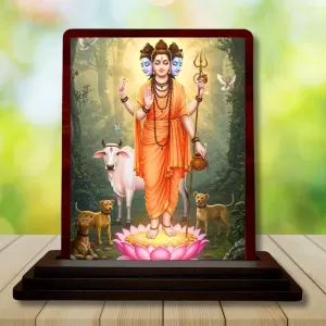 Car Desk/Table Top Lord Dattatreya Wooden Photo Stand 3x4 Inches, Compact & Stylish Spiritual Display For Car, Home & Office (Pack Of 1) (F14341) Car Desk/Table Top Lord Dattatreya Wooden Photo Stand 3x4 Inches, Compact & Stylish Spiritual Display For Car, Home & Office (Pack Of 1) (F14341)