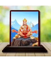 Car Desk/Table Top Lord Hanuman Wooden Photo Stand  3x4 Inches, Compact & Stylish Spiritual Display For Car, Home & Office (Pack Of 1) (F14342)
