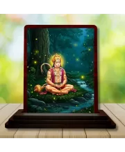 Car Desk/Table Top Lord Hanuman Wooden Photo Stand  3x4 Inches, Compact & Stylish Spiritual Display For Car, Home & Office (Pack Of 1) (F14343)